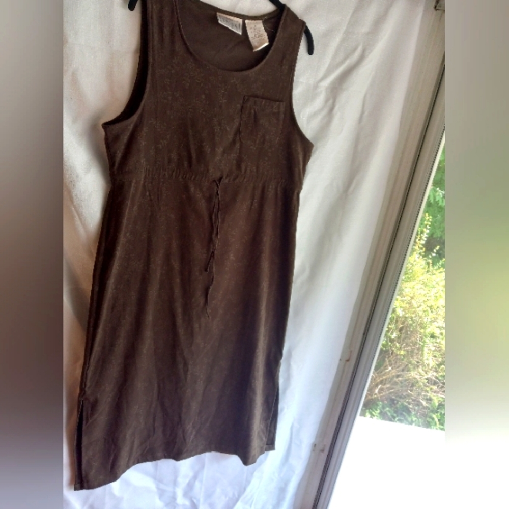 Vintage olive green floral midi dress tie waist Fairycore boho style